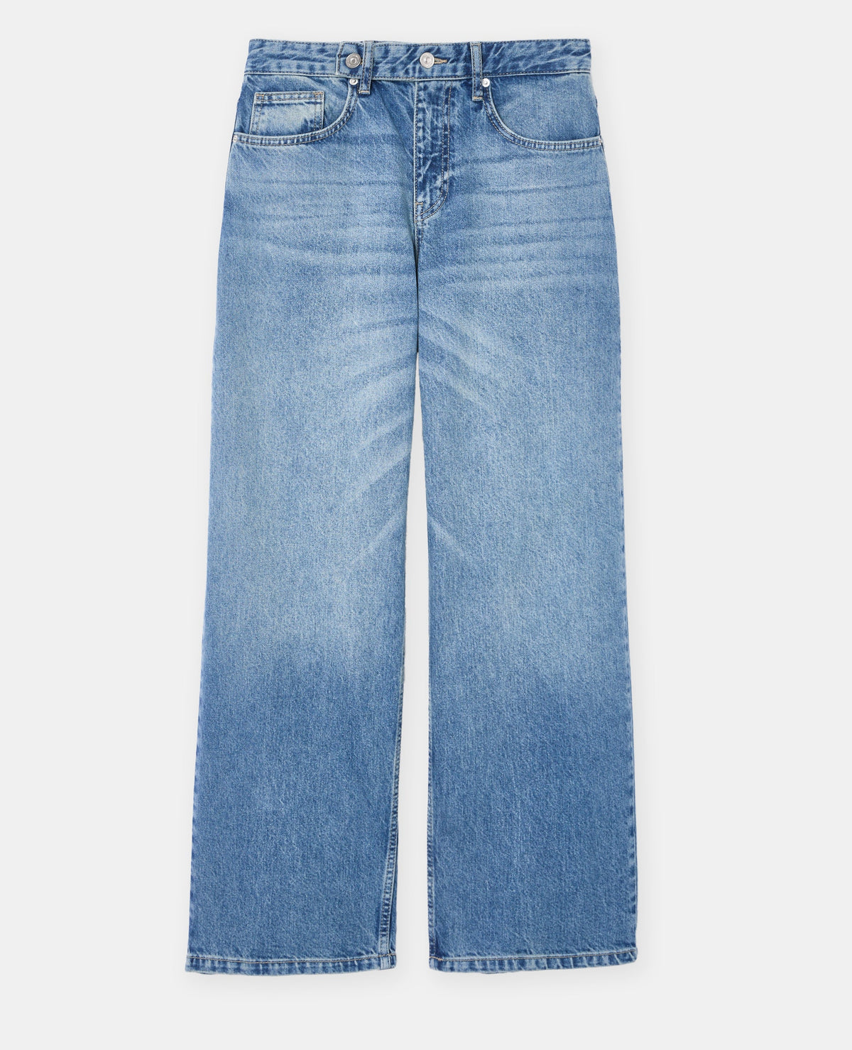 Jean wide taille basse avec patte boutonnée