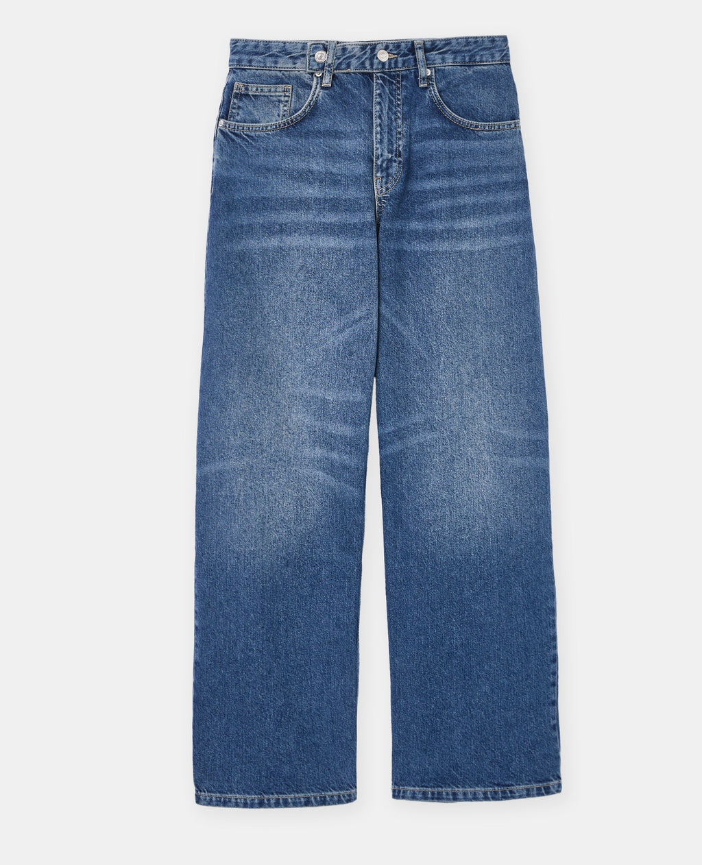Jean wide taille basse avec patte boutonnée