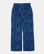 Jean straight taille haute motif fleurs