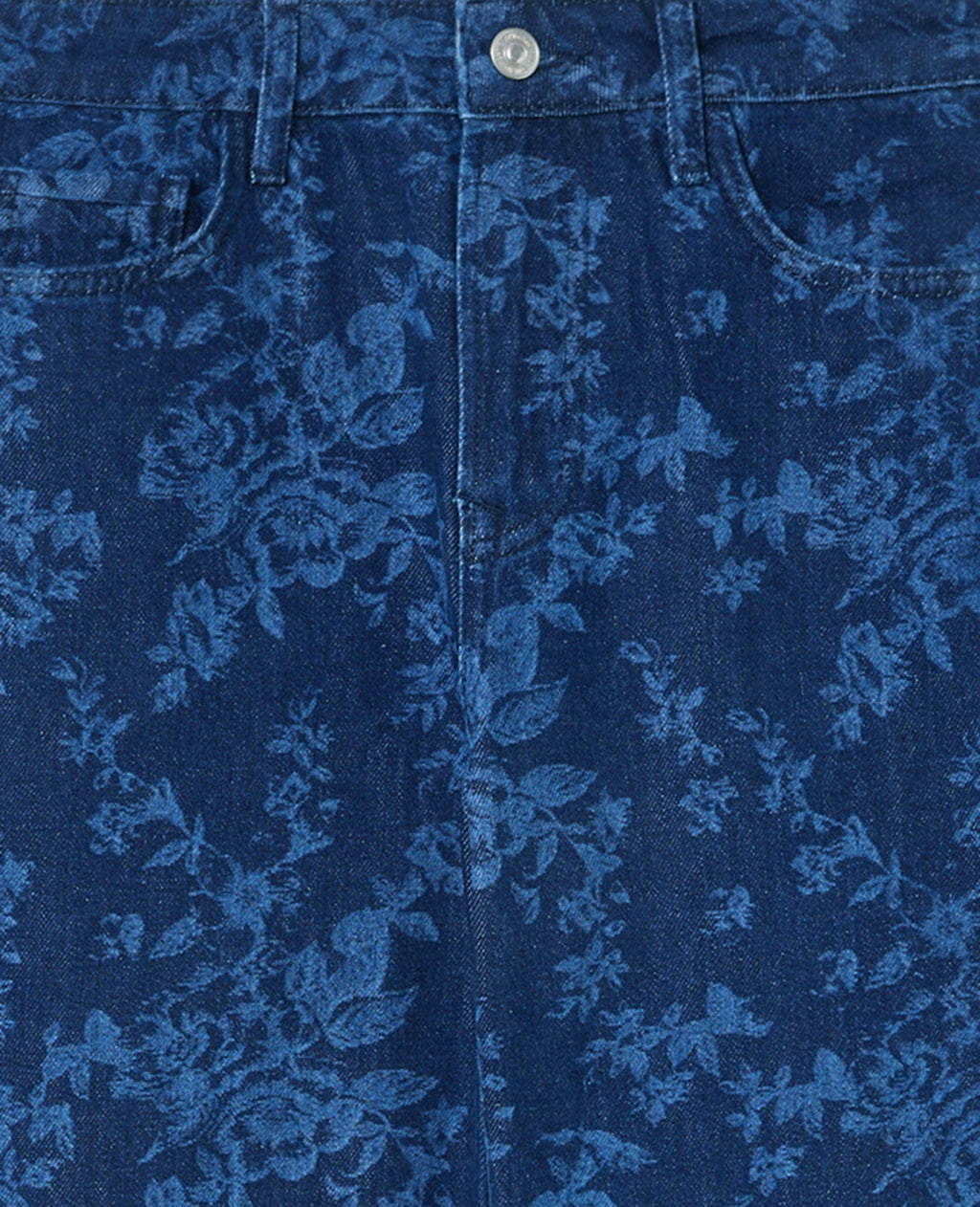Jean straight taille haute motif fleurs
