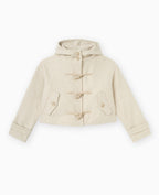 Manteau court effet drap de laine avec capuche