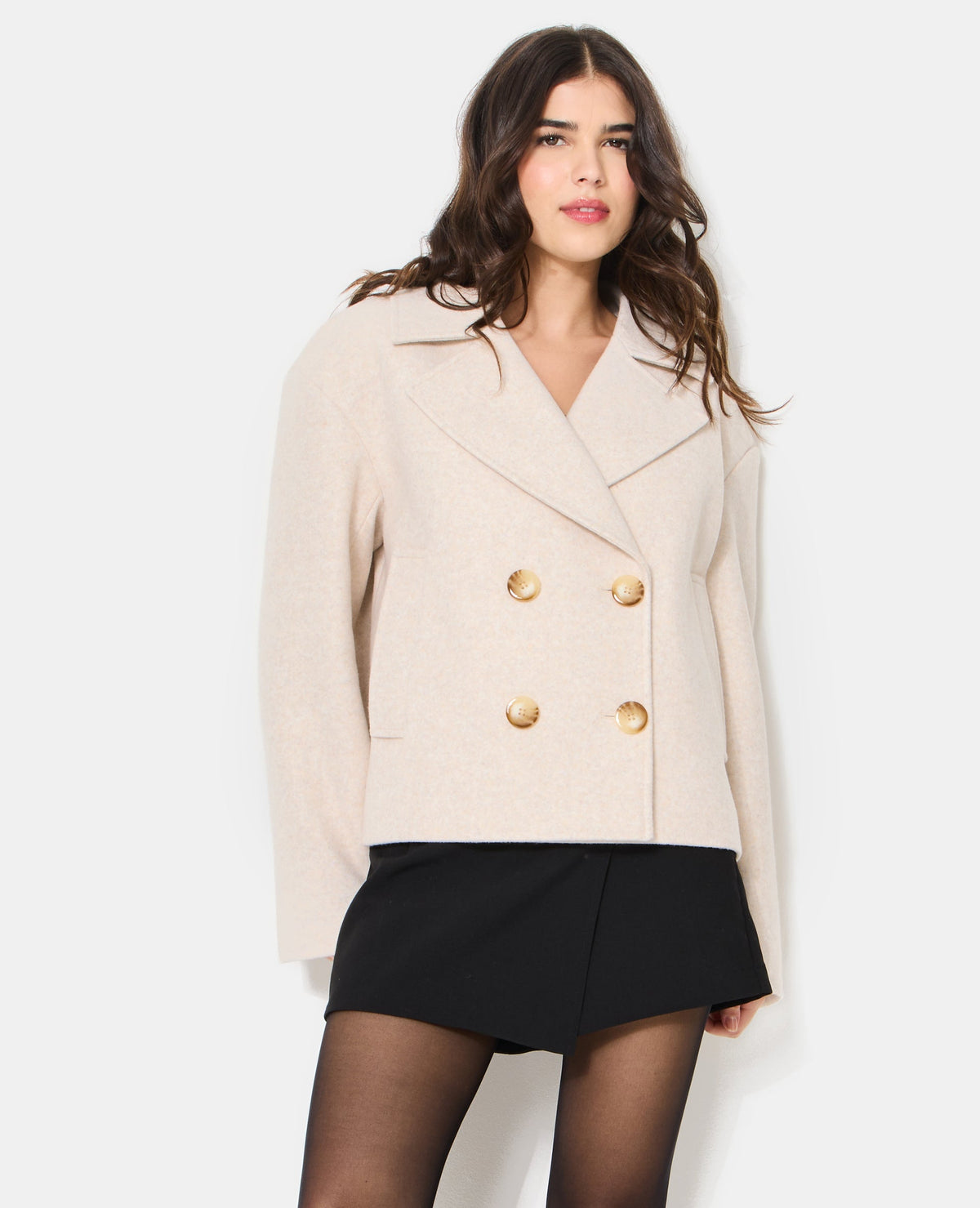 Blouson caban effet drap de laine