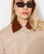 Manteau long en toile avec col velours