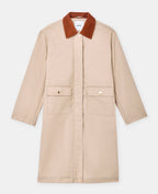 Manteau long en toile avec col velours