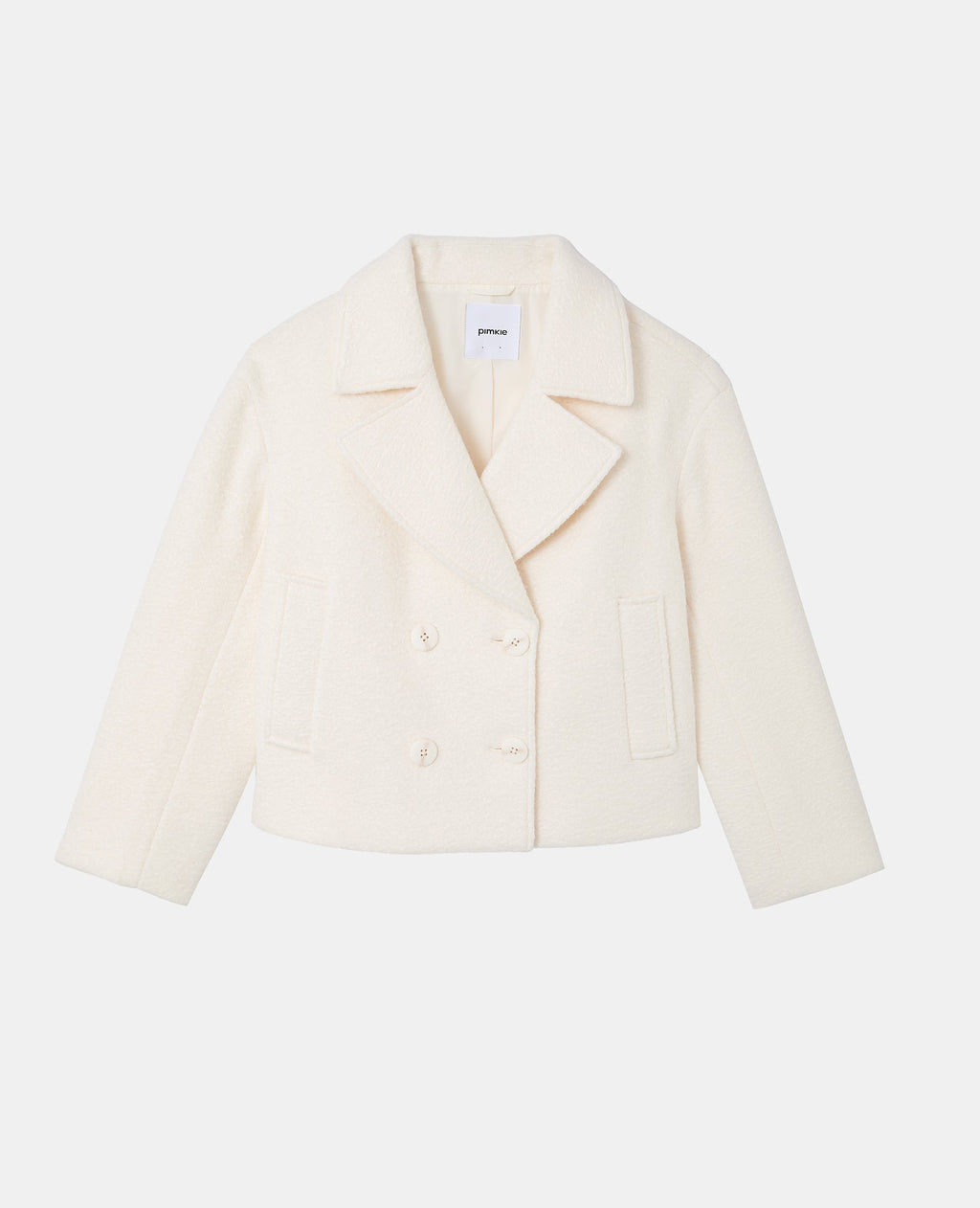 Blouson caban effet drap de laine bouclée