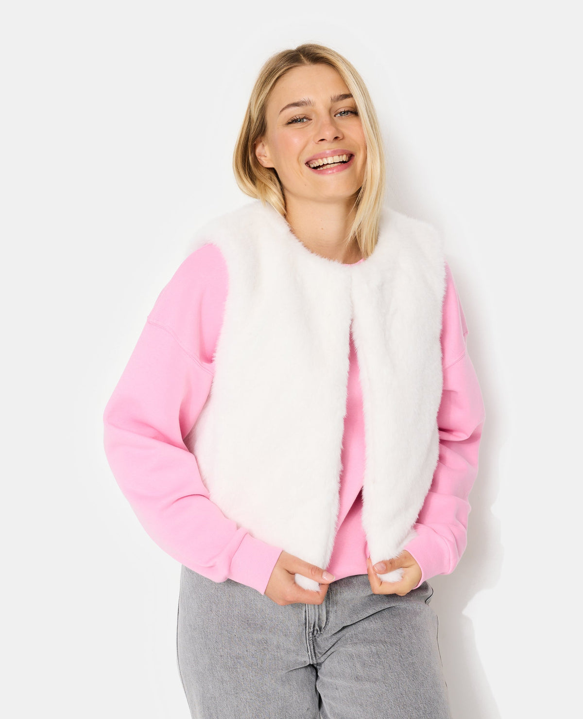 Blouson sans manches en fausse fourrure