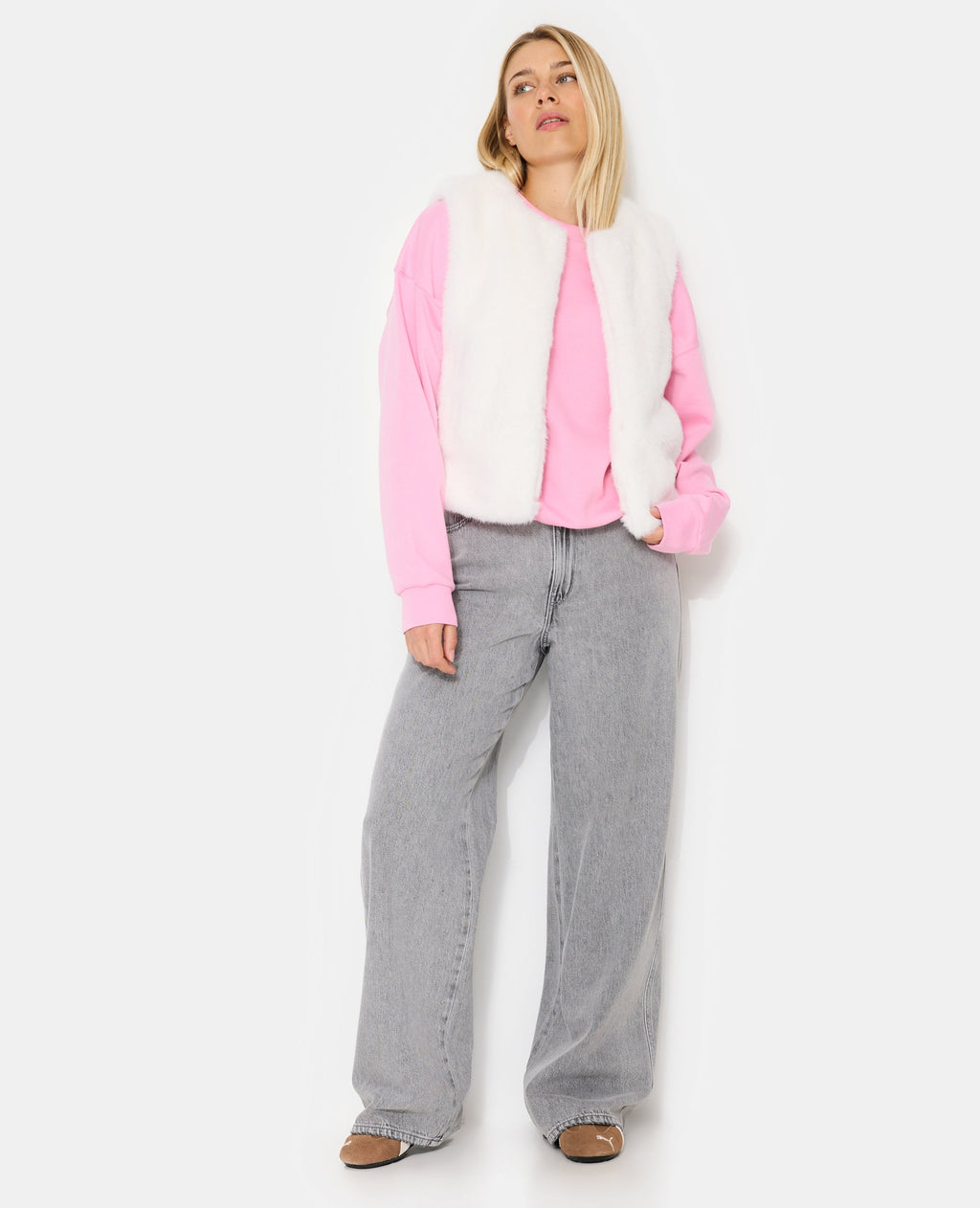 Blouson sans manches en fausse fourrure
