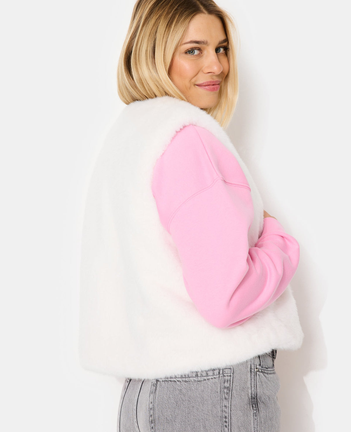 Blouson sans manches en fausse fourrure