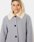 Blouson façon drap de laine avec col sherpa