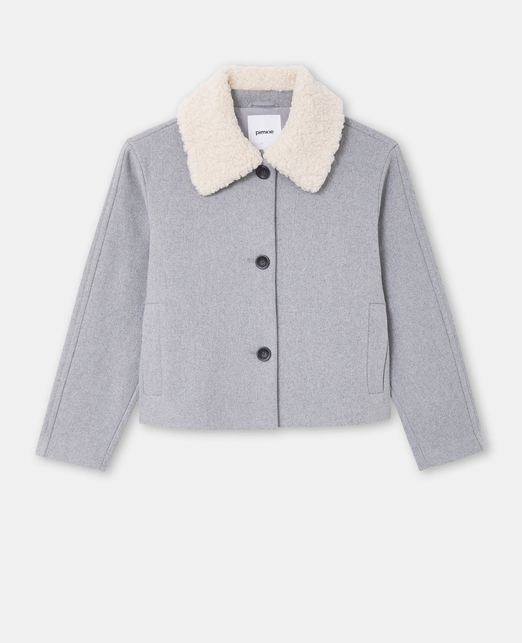 Blouson façon drap de laine avec col sherpa