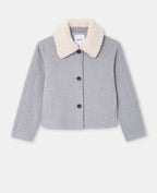 Blouson façon drap de laine avec col sherpa