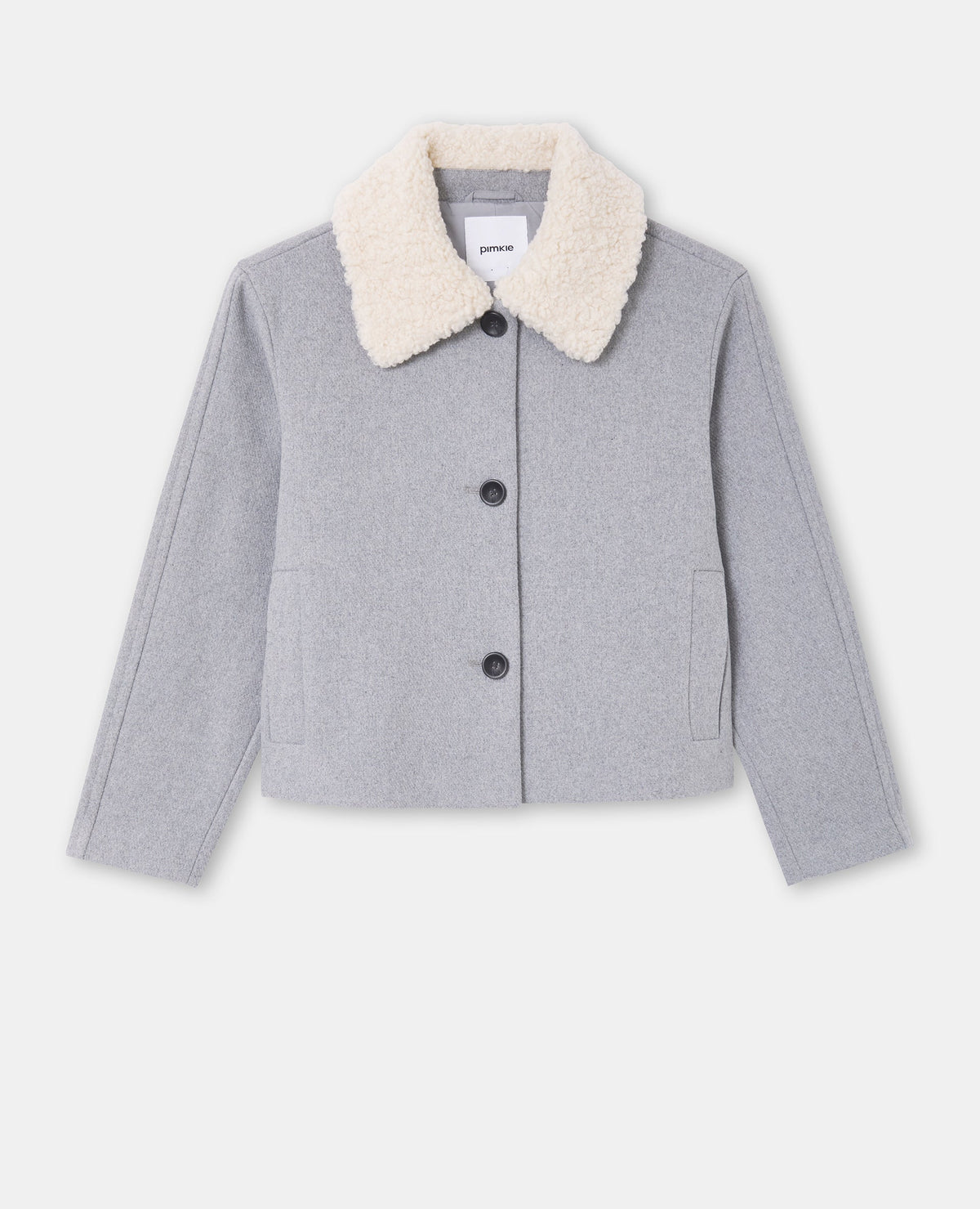 Blouson façon drap de laine avec col sherpa
