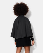 Manteau court cape drap de laine avec ceinture