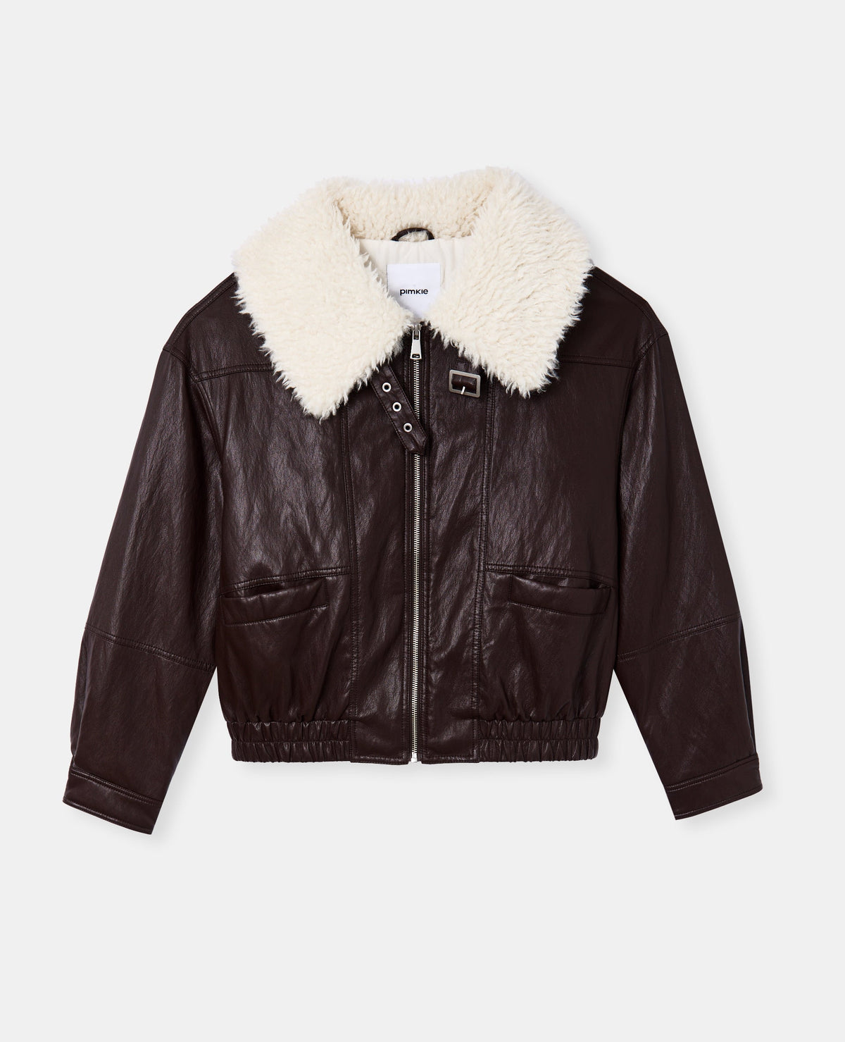 Blouson en simili grand col fausse fourrure