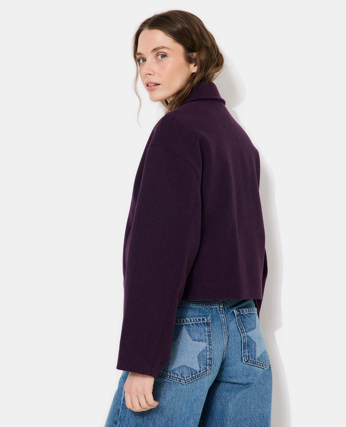 Manteau court effet drap de laine