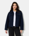 Blouson zippé effet drap de laine