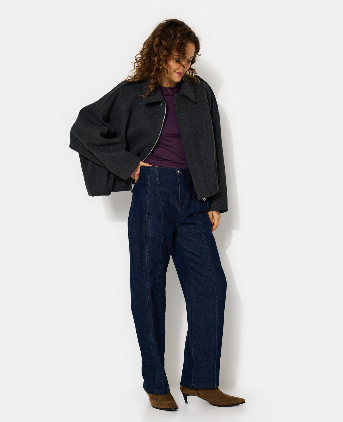 Blouson forme boule effet drap de laine