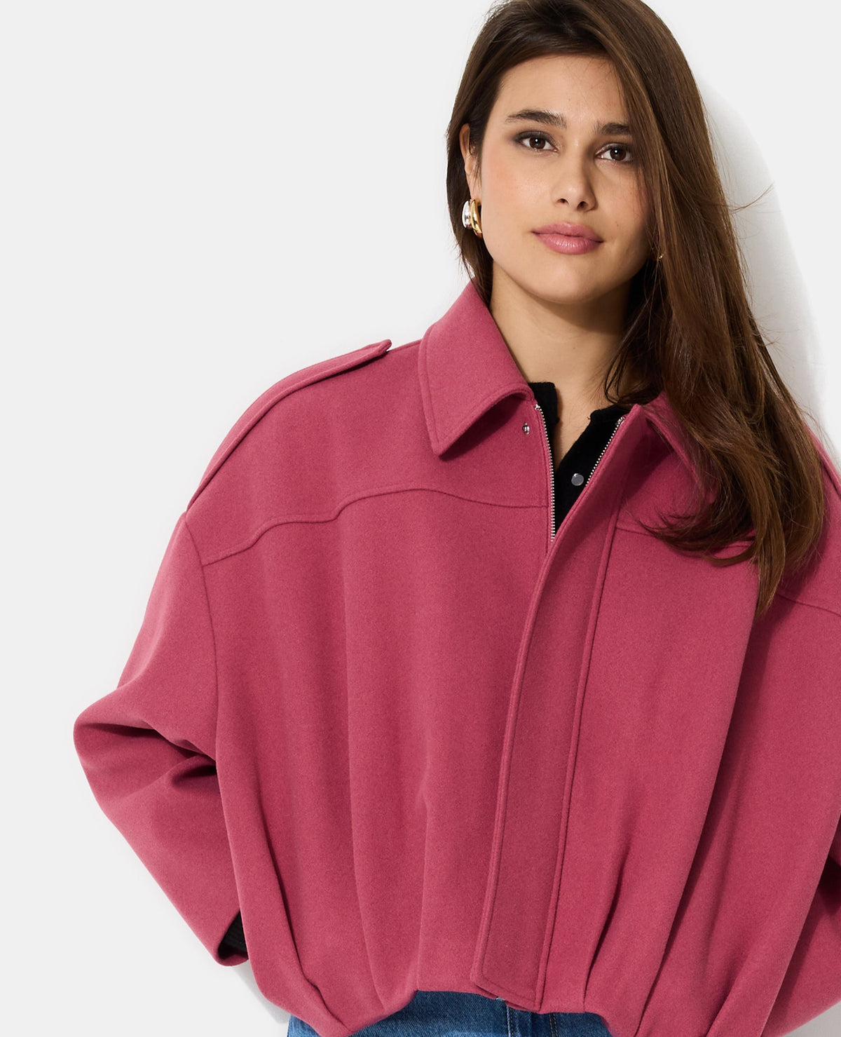 Blouson forme boule effet drap de laine
