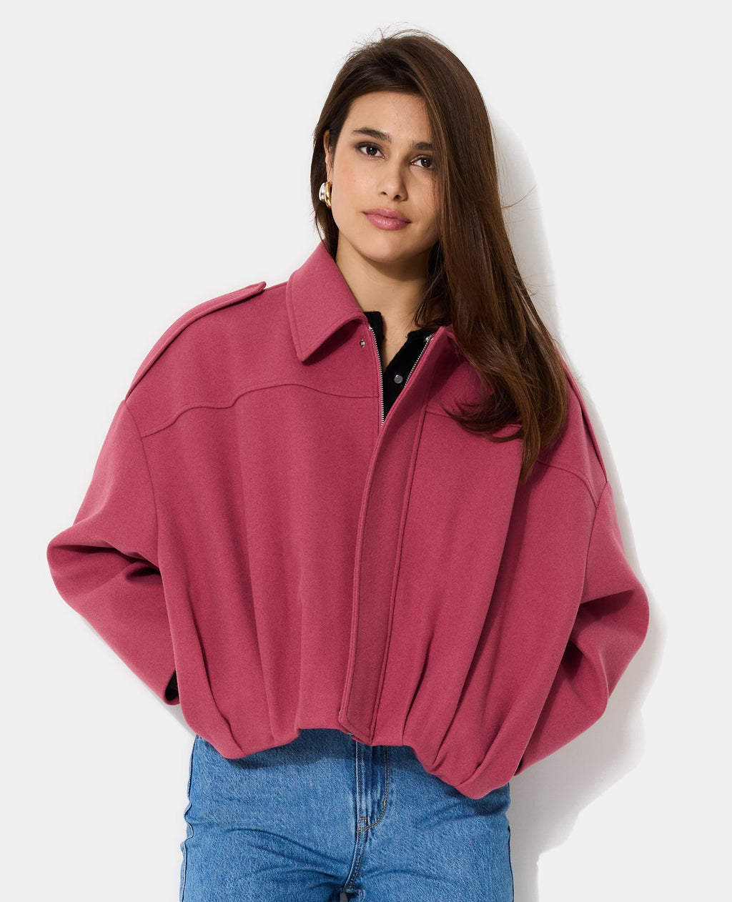 Blouson forme boule effet drap de laine