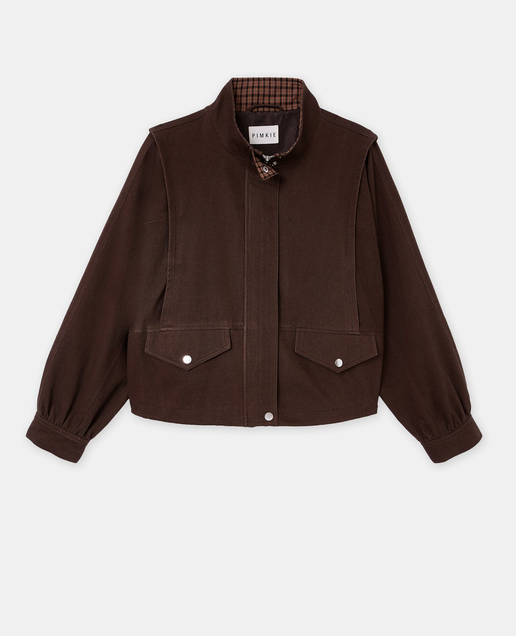 Blouson col montant doublure motif carreaux