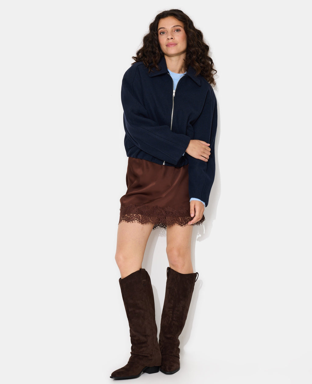 Blouson drap de laine avec zip