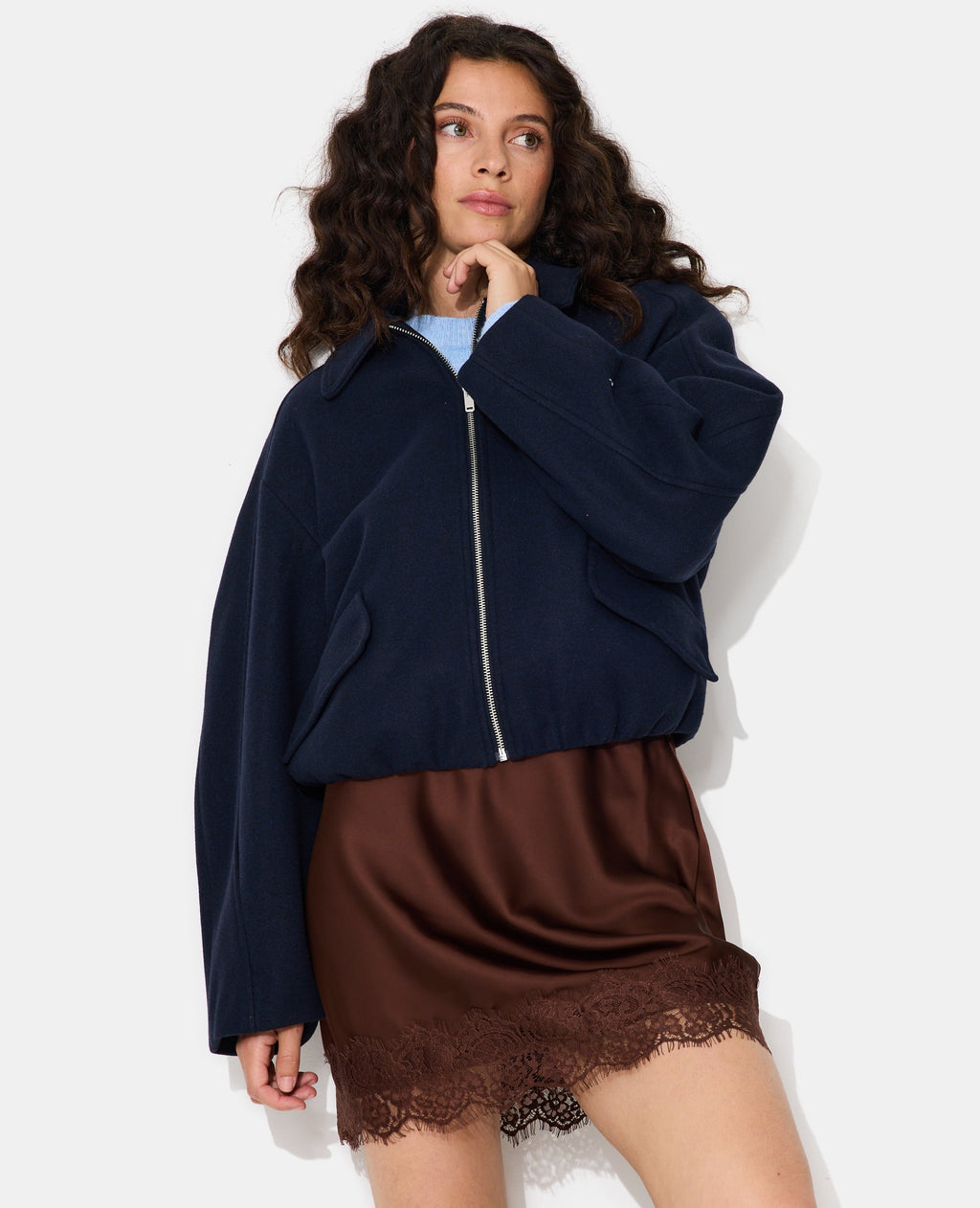 Blouson drap de laine avec zip