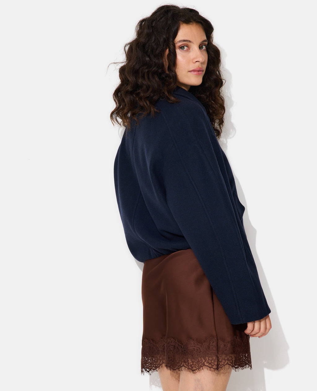 Blouson drap de laine avec zip