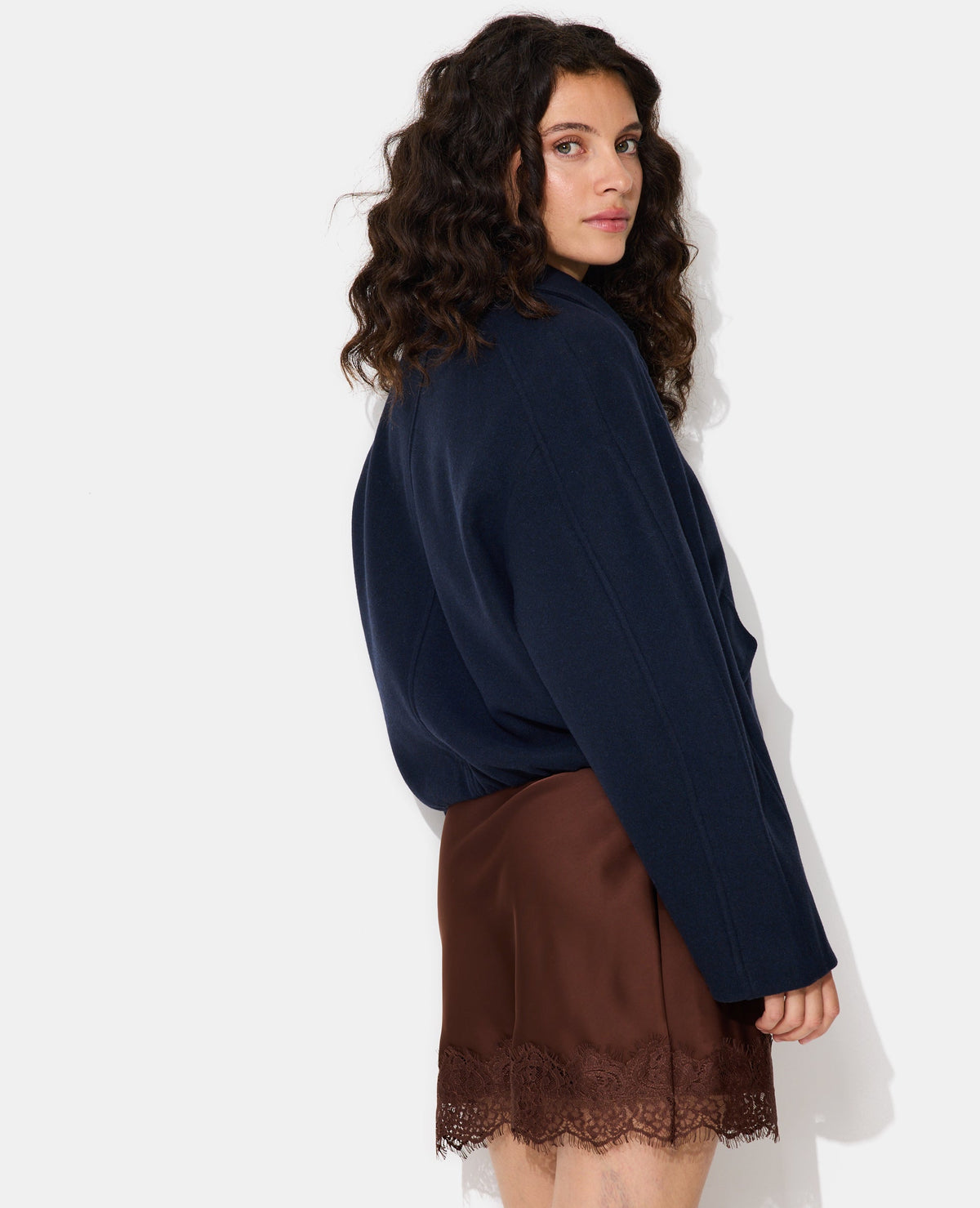 Blouson drap de laine avec zip