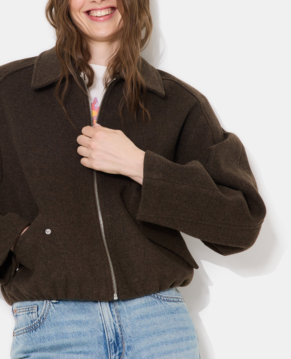 Blouson drap de laine avec zip