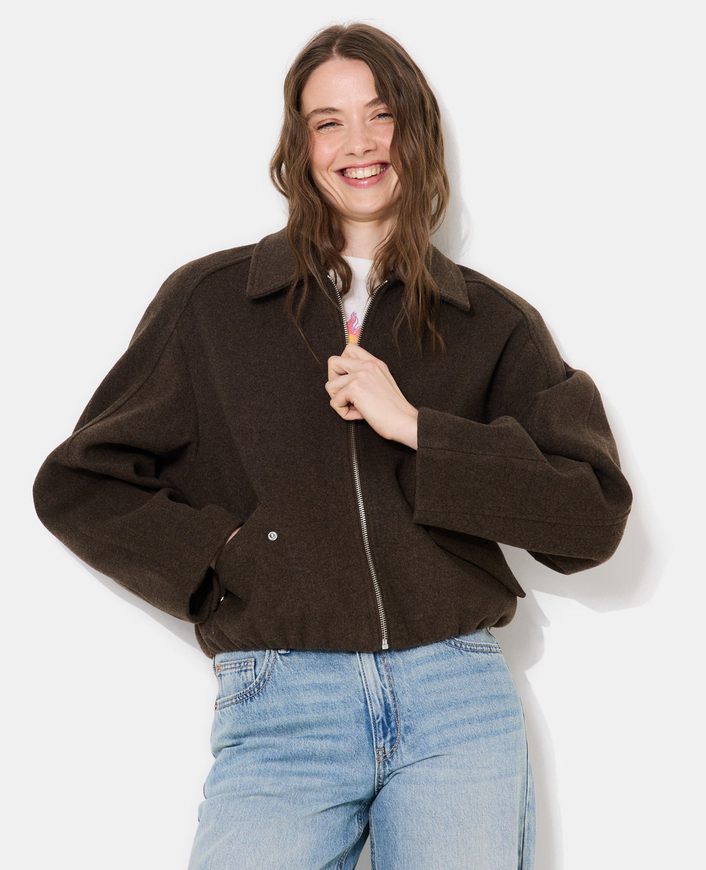 Blouson drap de laine avec zip