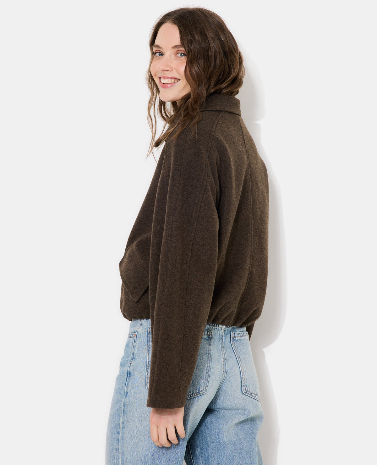 Blouson drap de laine avec zip