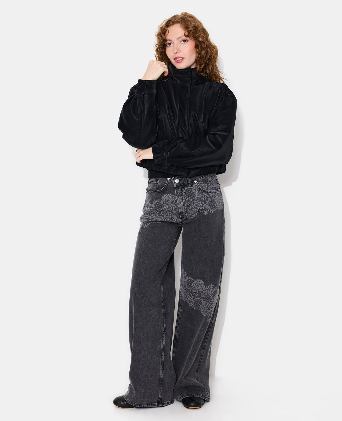 Blouson simili effet peau de pêche