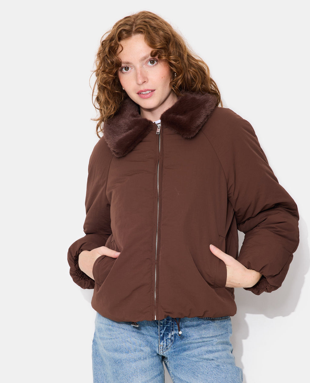 Blouson doudoune avec col fourrure