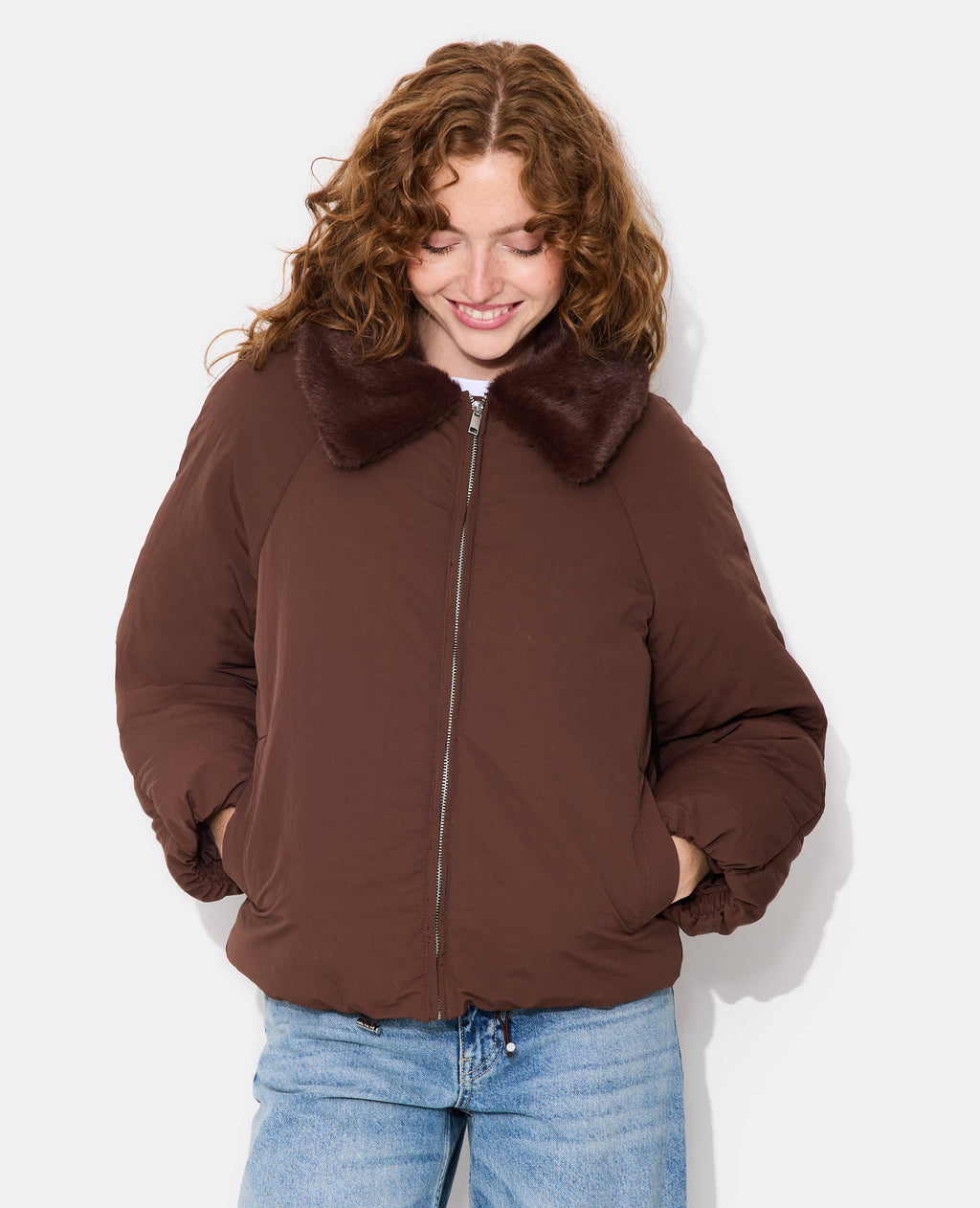 Blouson doudoune avec col fourrure