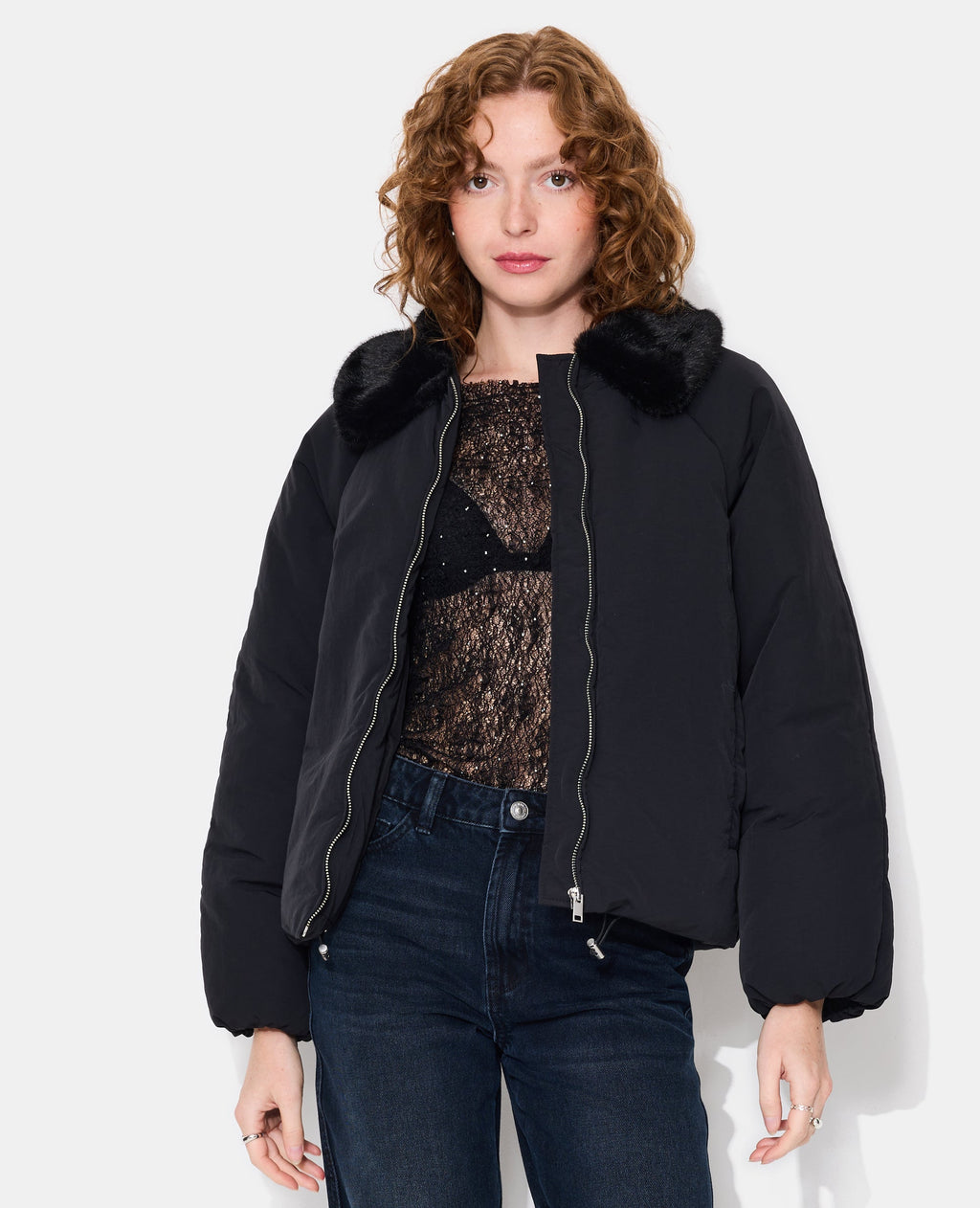 Blouson doudoune avec col fourrure