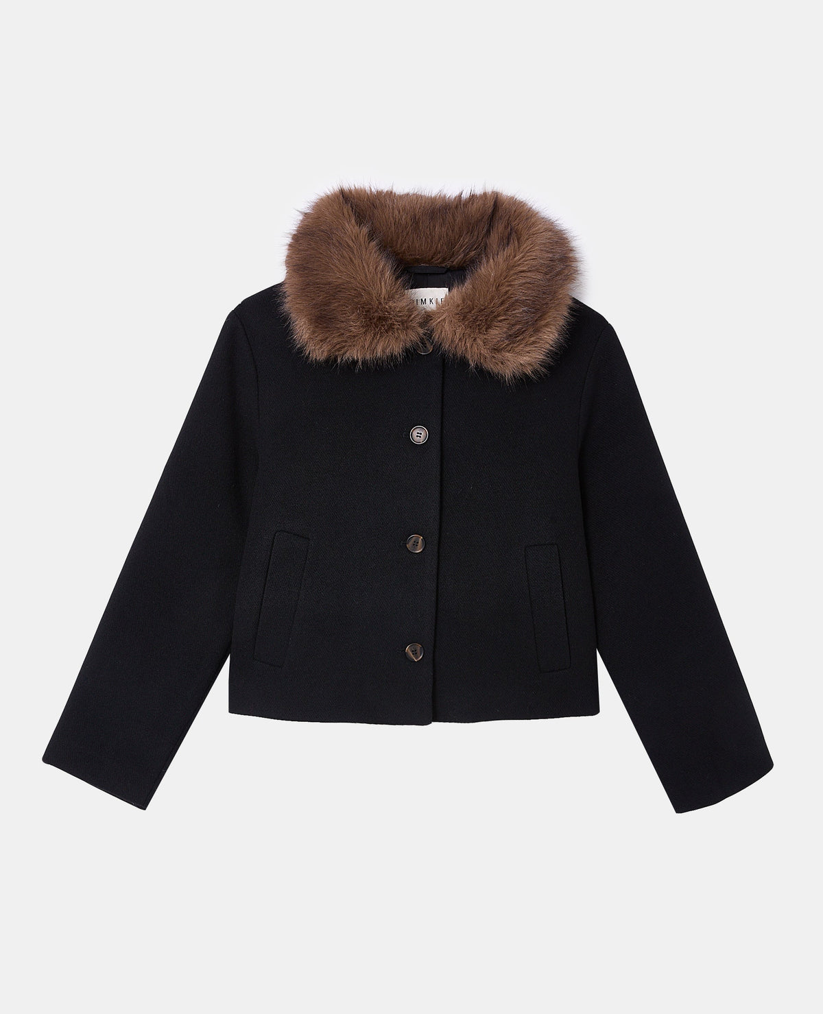 Manteau court avec laine et col fourrure