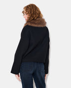 Manteau court avec laine et col fourrure
