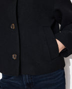 Manteau court avec laine et col fourrure