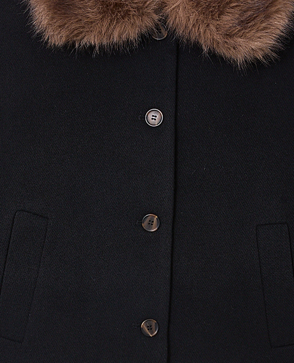 Manteau court avec laine et col fourrure