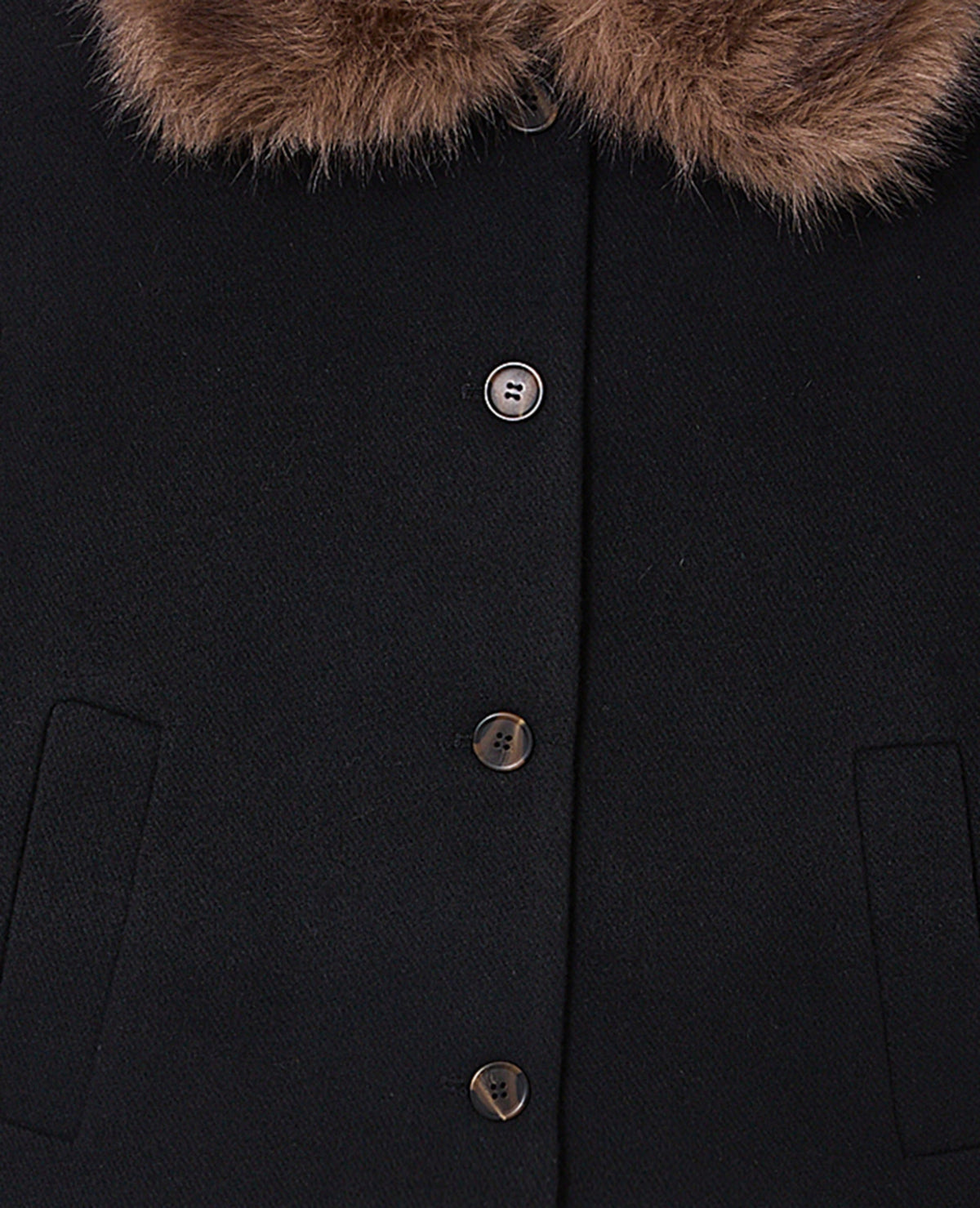 Manteau court avec laine et col fourrure