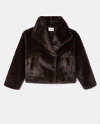 Manteau court en fourrure avec grand col