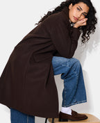 Manteau long effet drap de laine avec boutons dorés