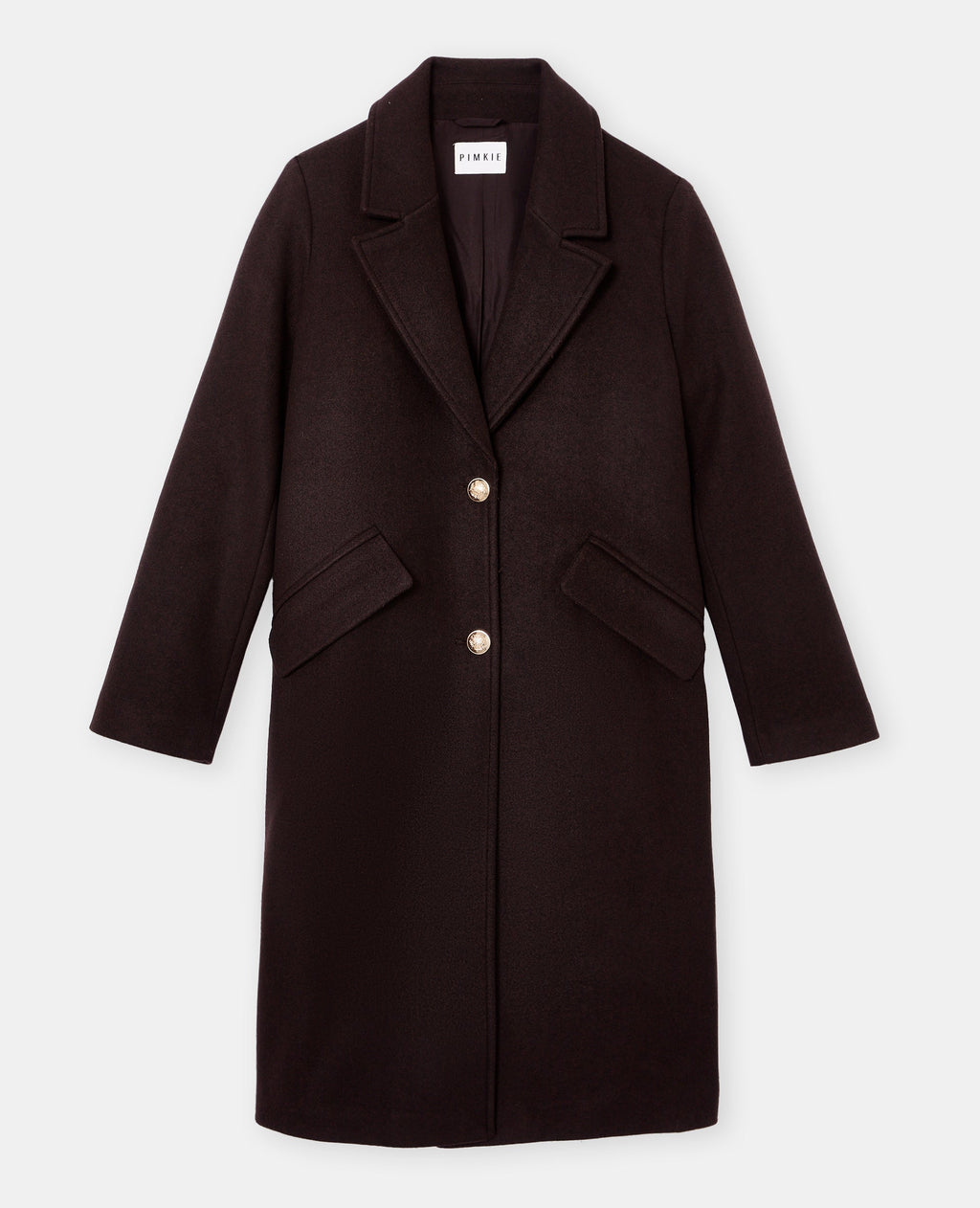 Manteau long effet drap de laine avec boutons dorés