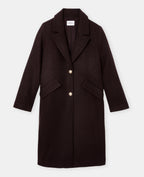 Manteau long effet drap de laine avec boutons dorés
