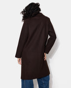 Manteau long effet drap de laine avec boutons dorés