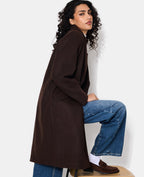 Manteau long effet drap de laine avec boutons dorés