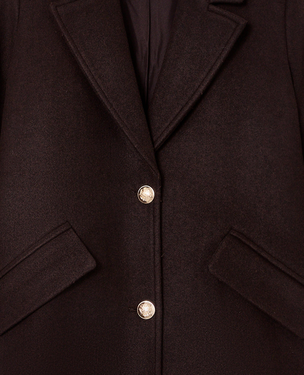 Manteau long effet drap de laine avec boutons dorés