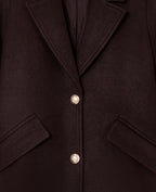 Manteau long effet drap de laine avec boutons dorés