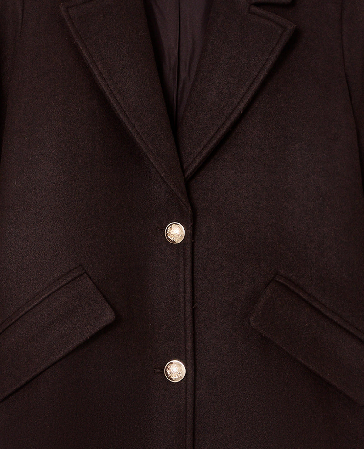 Manteau long effet drap de laine avec boutons dorés