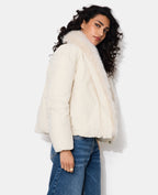 Blouson boule grand col fausse fourrure
